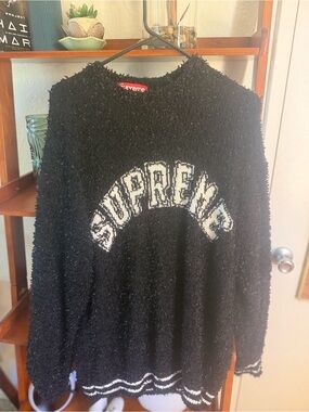 Authentic pre-owned Supreme Black Fuzzy Logo Sweater